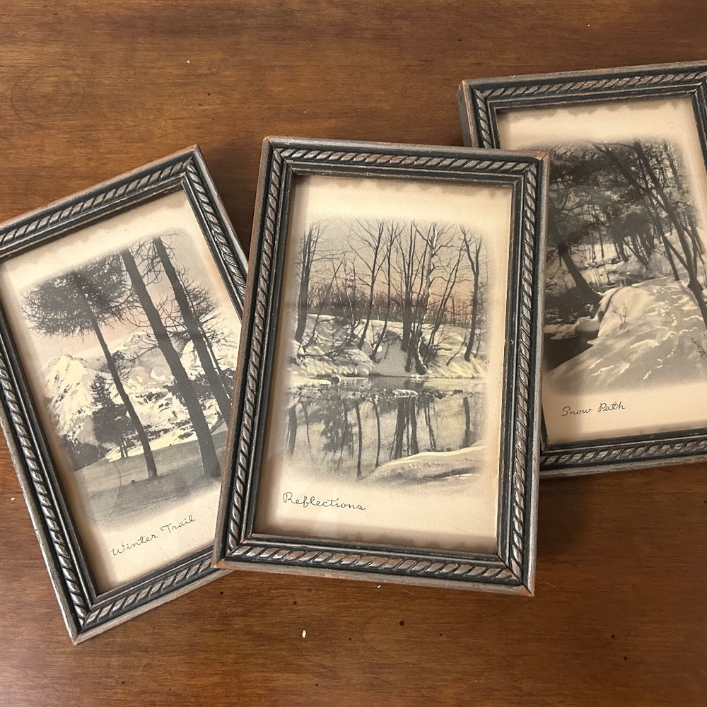 Vintage  silver woode  frames, 4 1/4 x 6 1/4 inches.